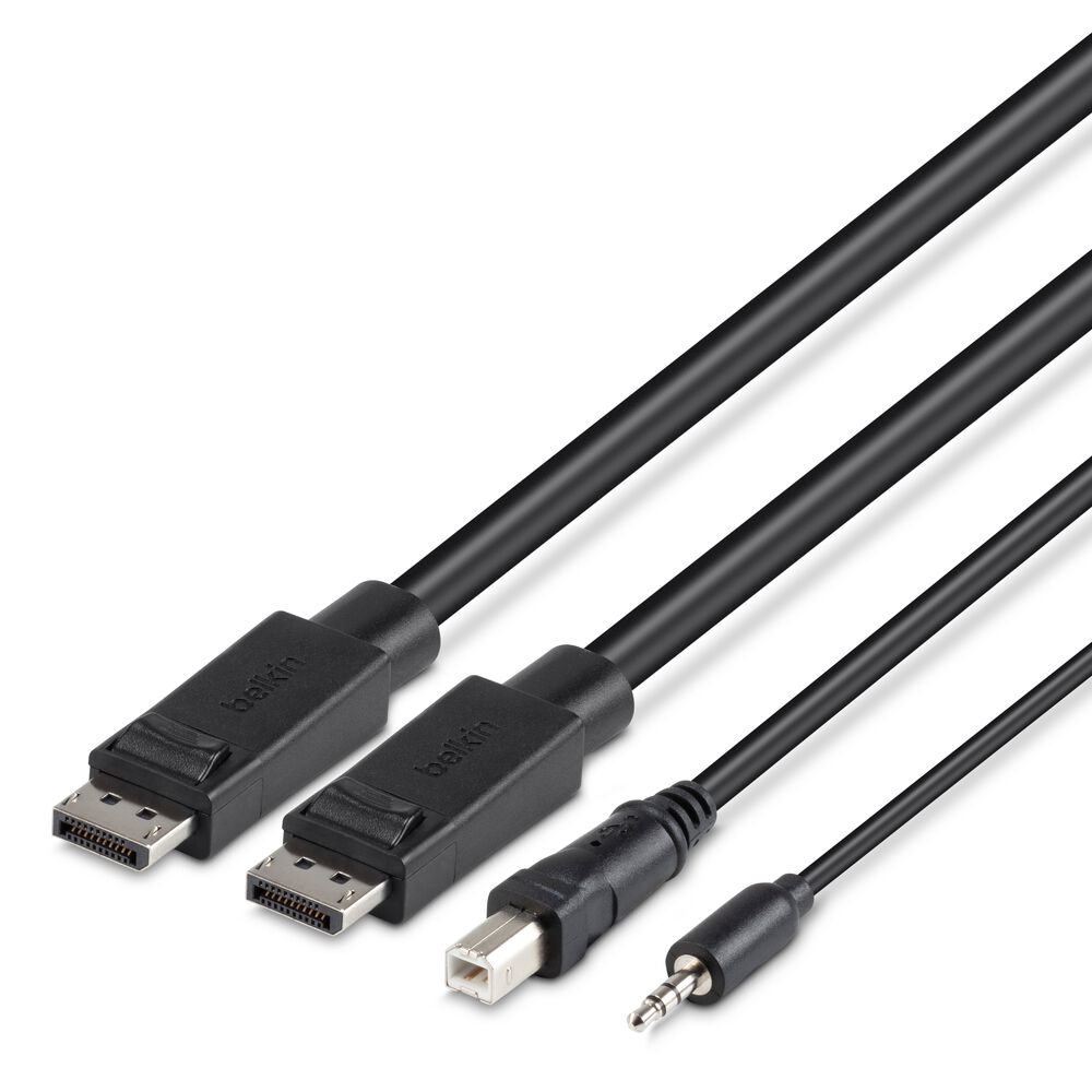 TAA DUAL DP/USB/AUD SKVM CBL, DP M/M; USB A/B, 10', Black, hi-res